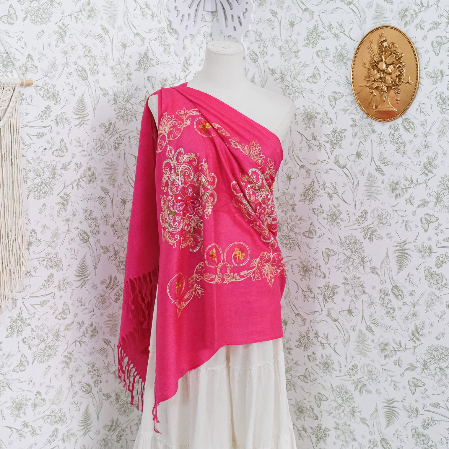 Boho Floral Paisley Embroidered Shawl Wrap