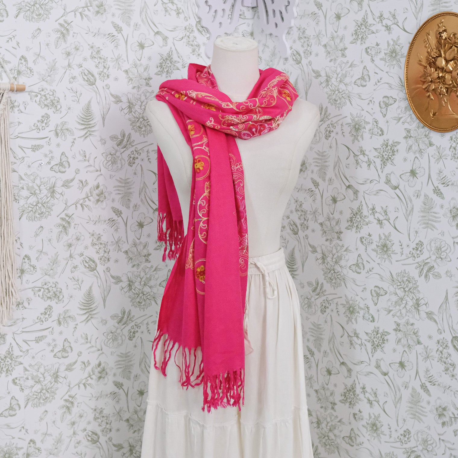 Boho Floral Paisley Embroidered Shawl Wrap