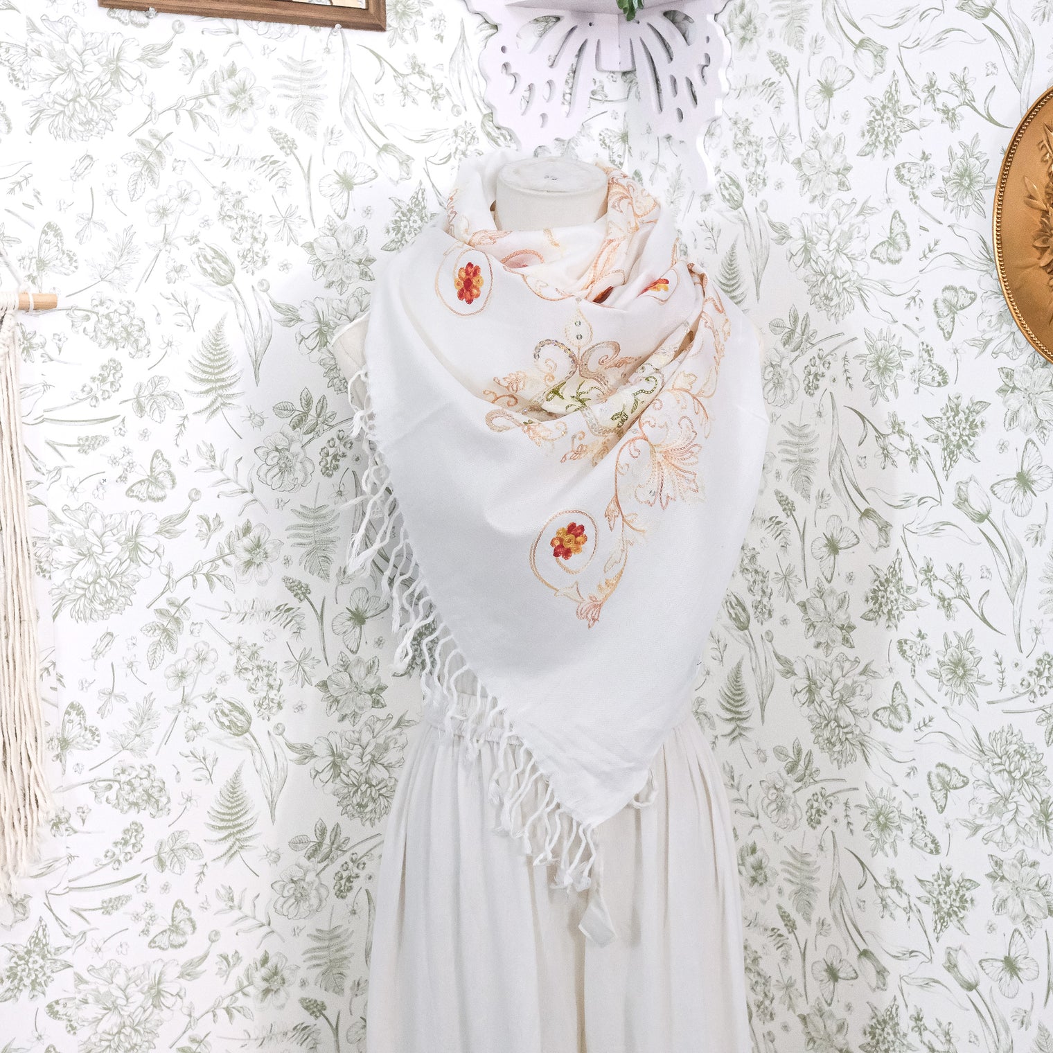 Boho Floral Paisley Embroidered Shawl Wrap