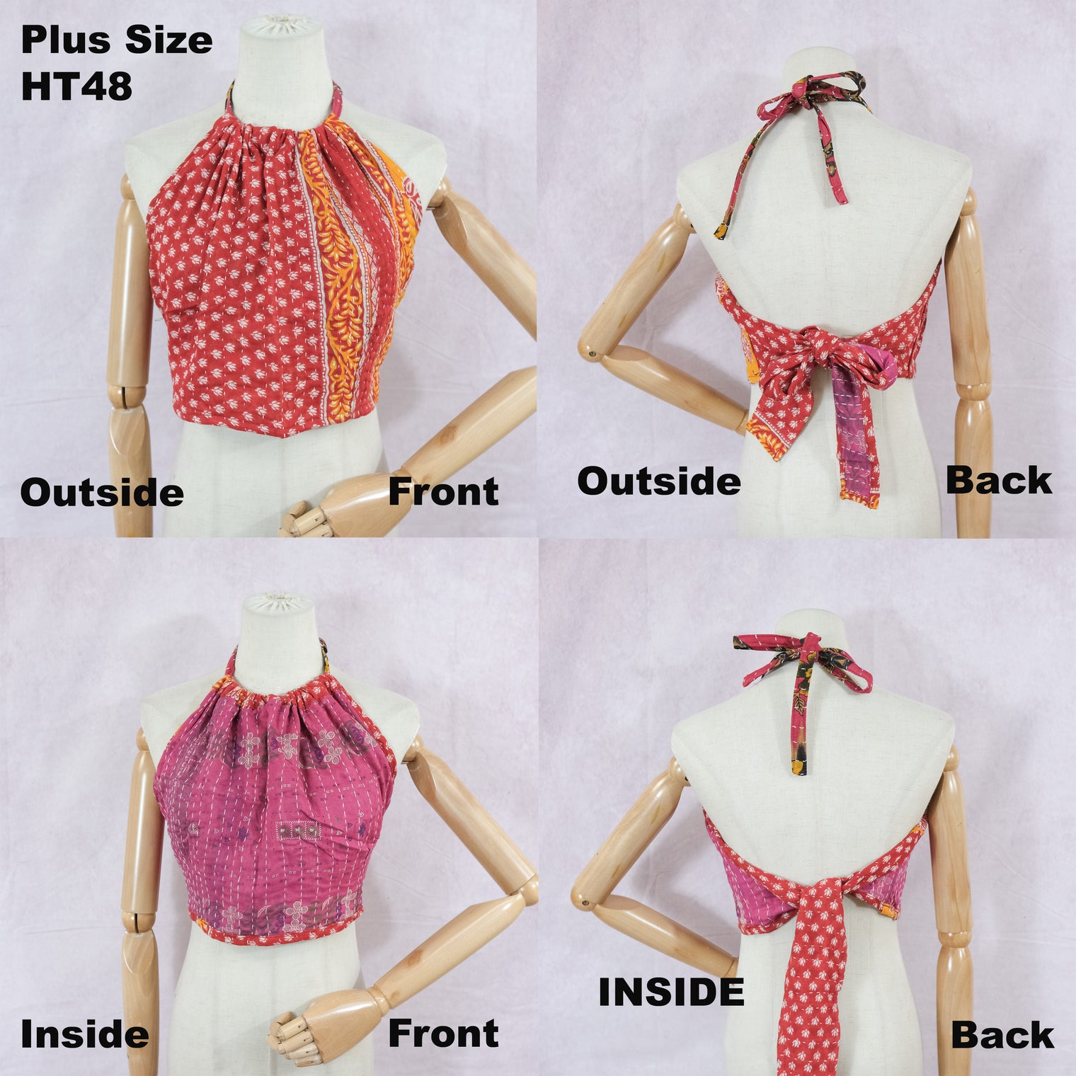 Kantha Plus Size Reversible Halter Top