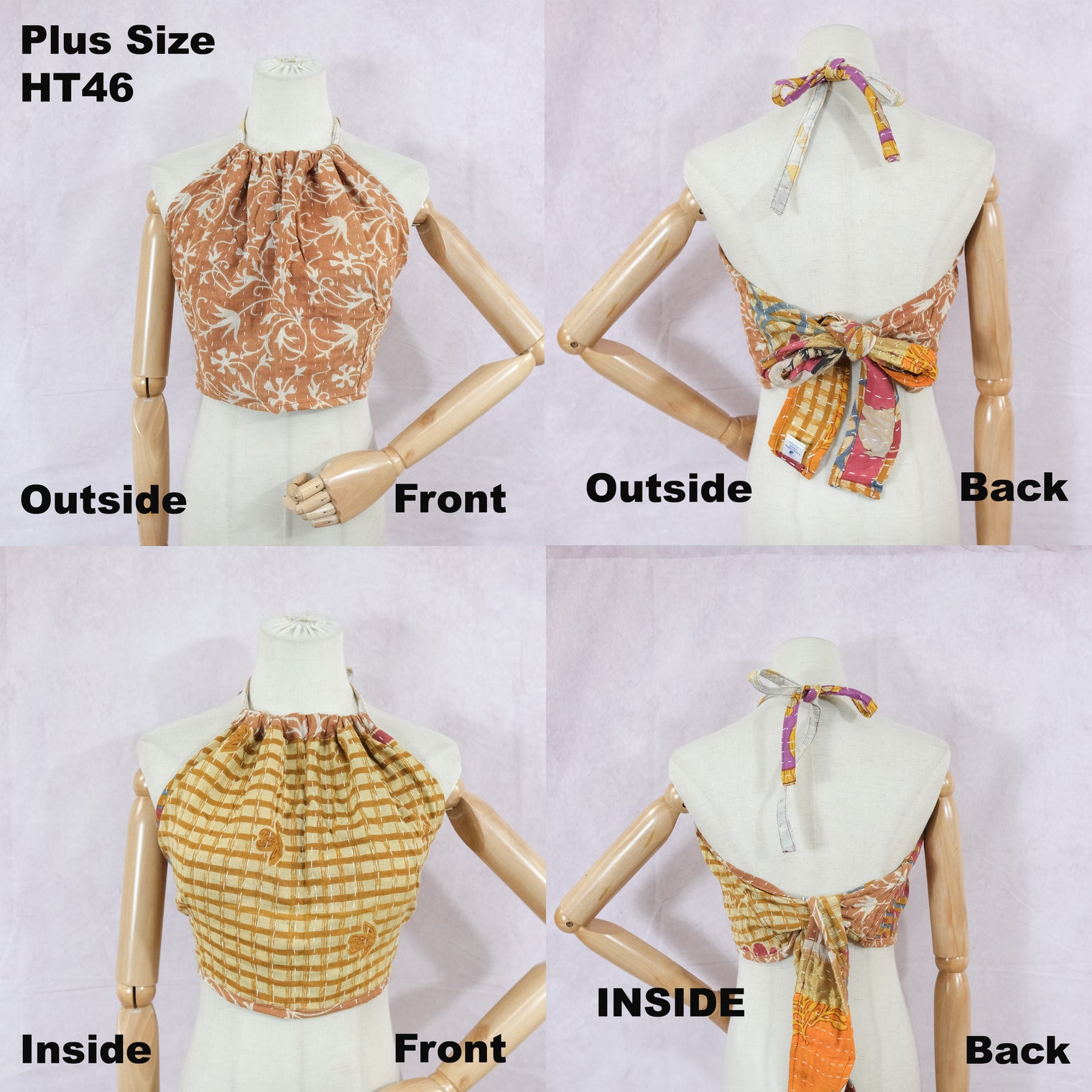 Kantha Plus Size Reversible Halter Top