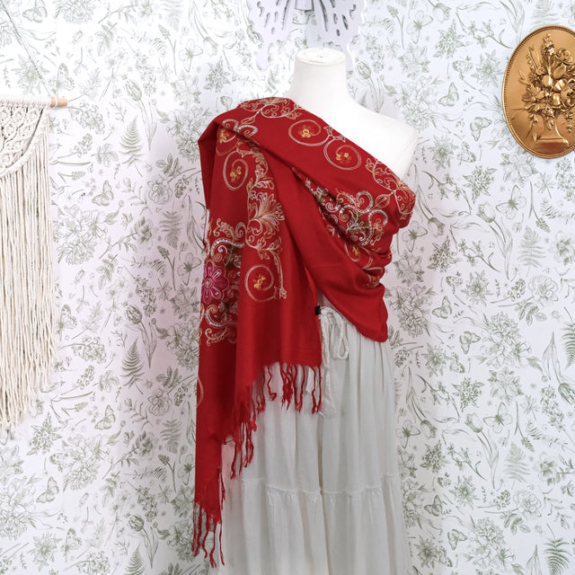 Boho Floral Paisley Embroidered Shawl Wrap