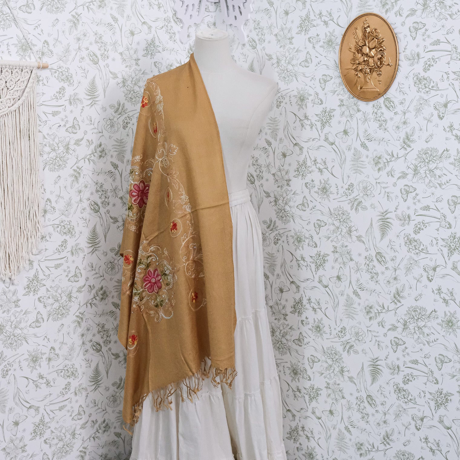 Boho Floral Paisley Embroidered Shawl Wrap