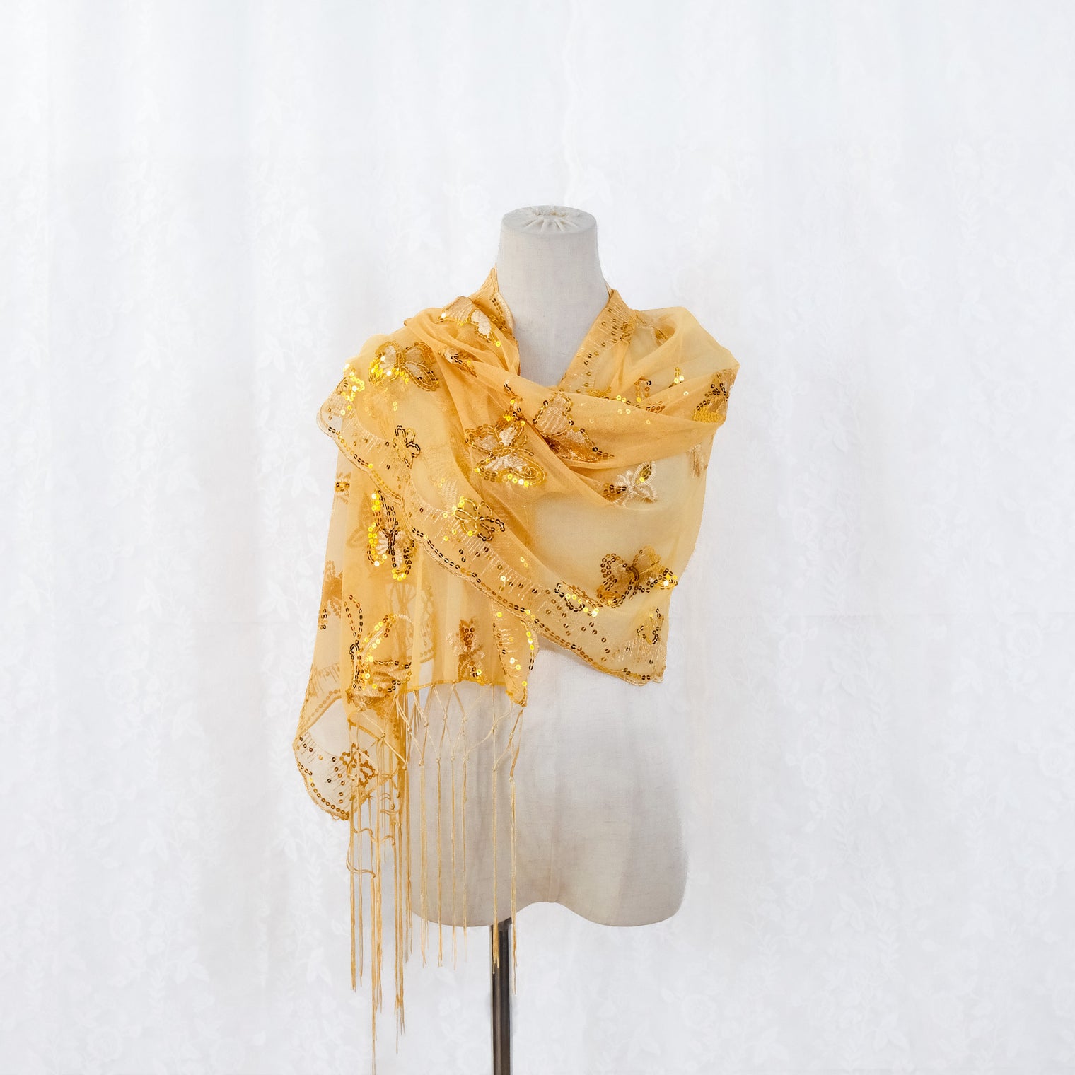 Sequin Butterfly Embroidered Shawls