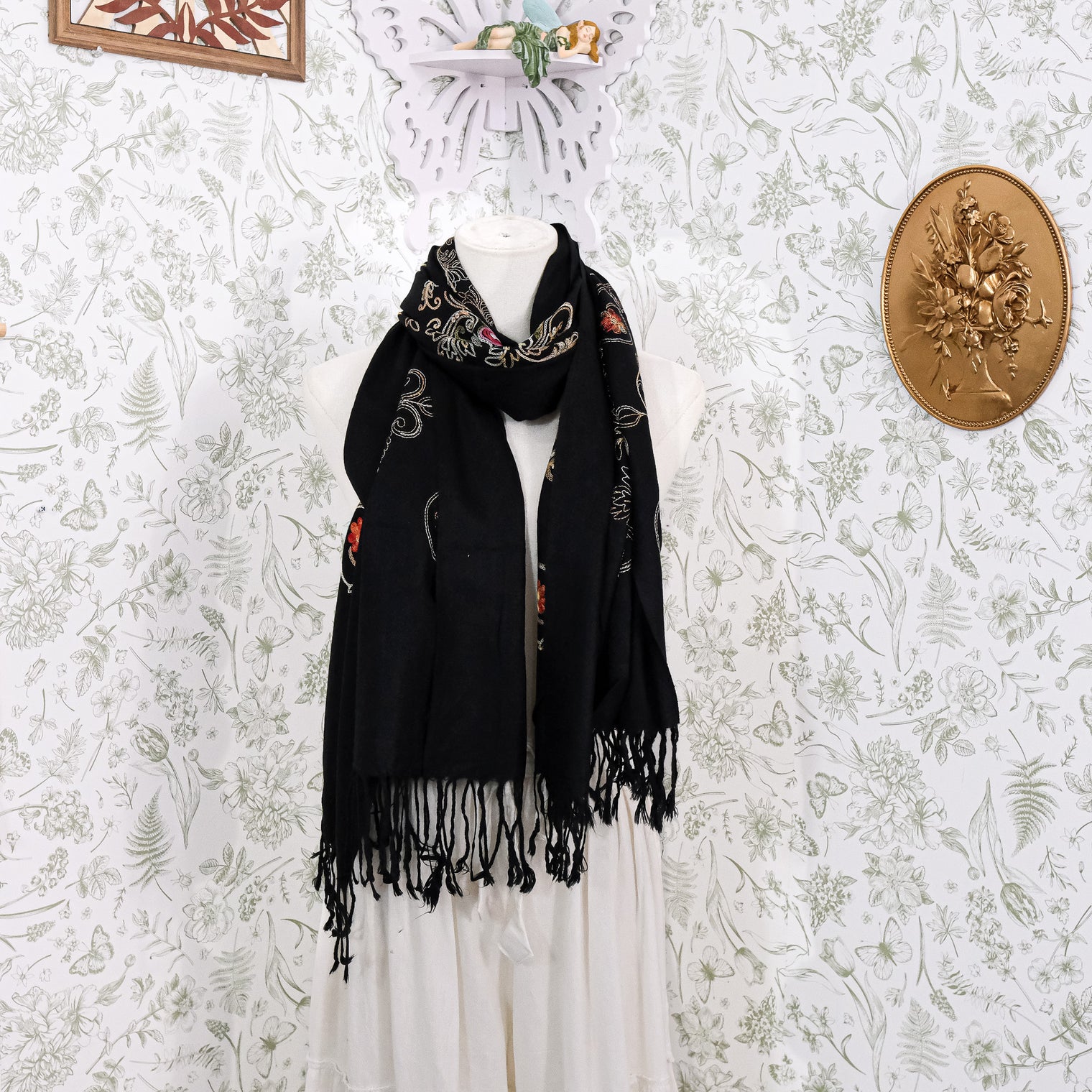 Boho Floral Paisley Embroidered Shawl Wrap