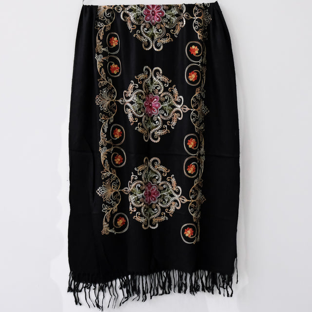 Boho Floral Paisley Embroidered Shawl Wrap