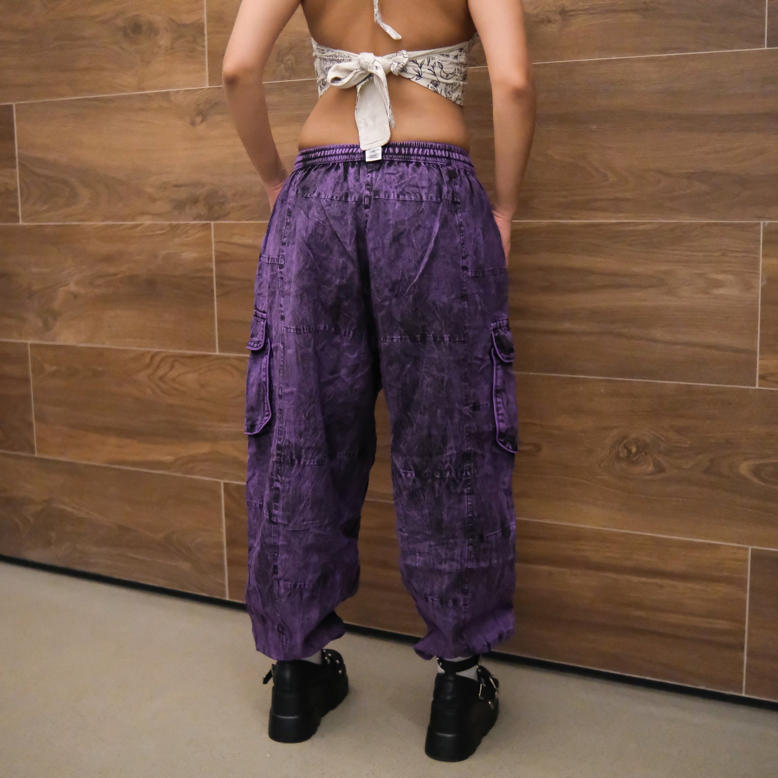 Patchwork Ribbed Cotton Baggy Pants