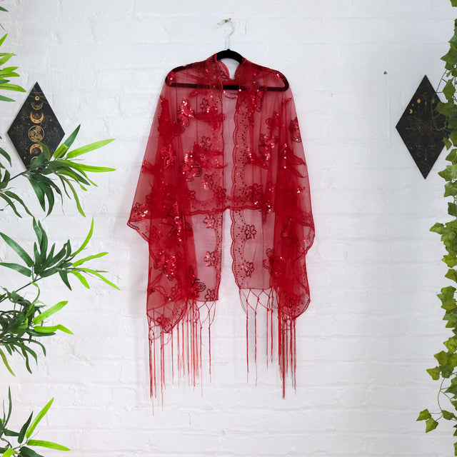 Sequin Butterfly Embroidered Shawls