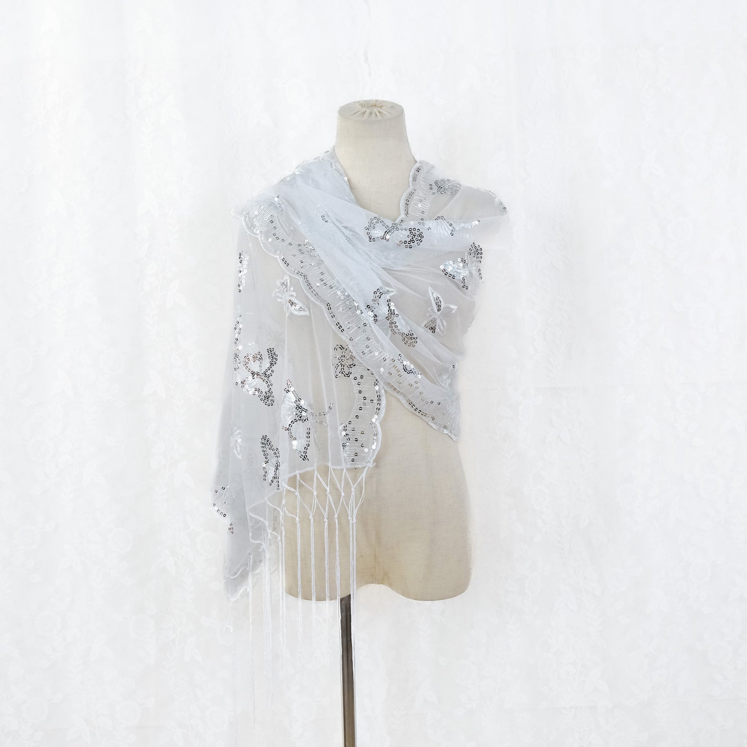 Sequin Butterfly Embroidered Shawls