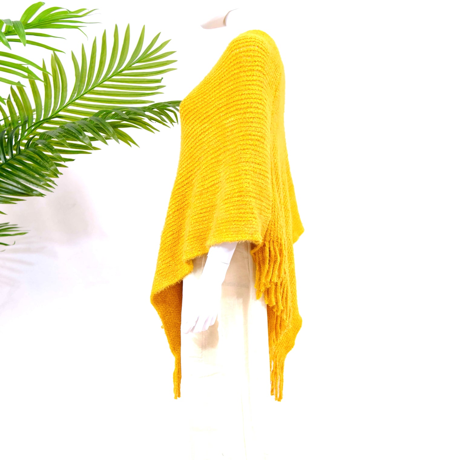 Hand Knit V Neck Winter Ponchos with Fringe