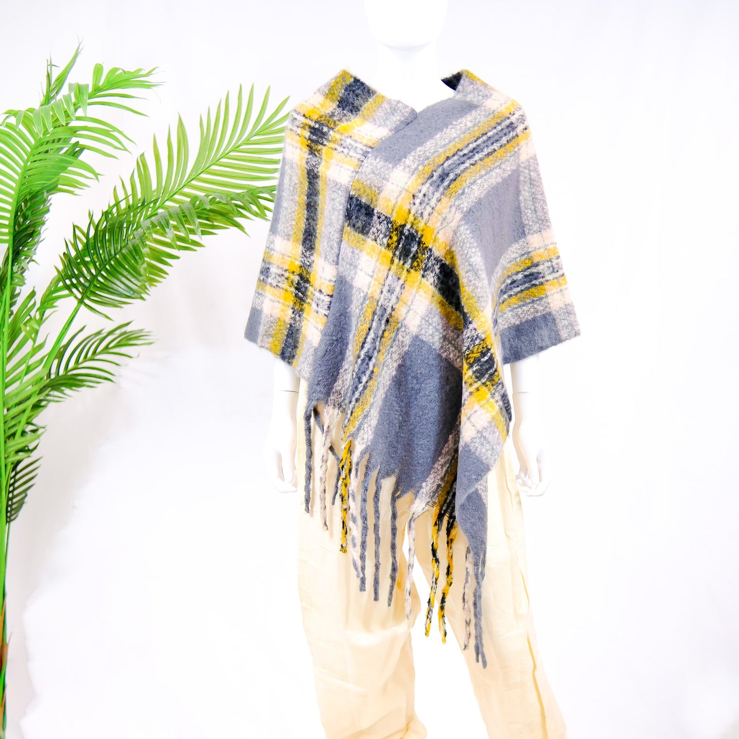 Plaid Winter Oversized Poncho/Wrap