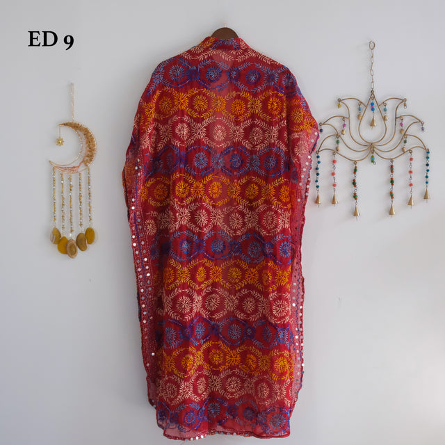 Embroidery Long Jacket with Pockets