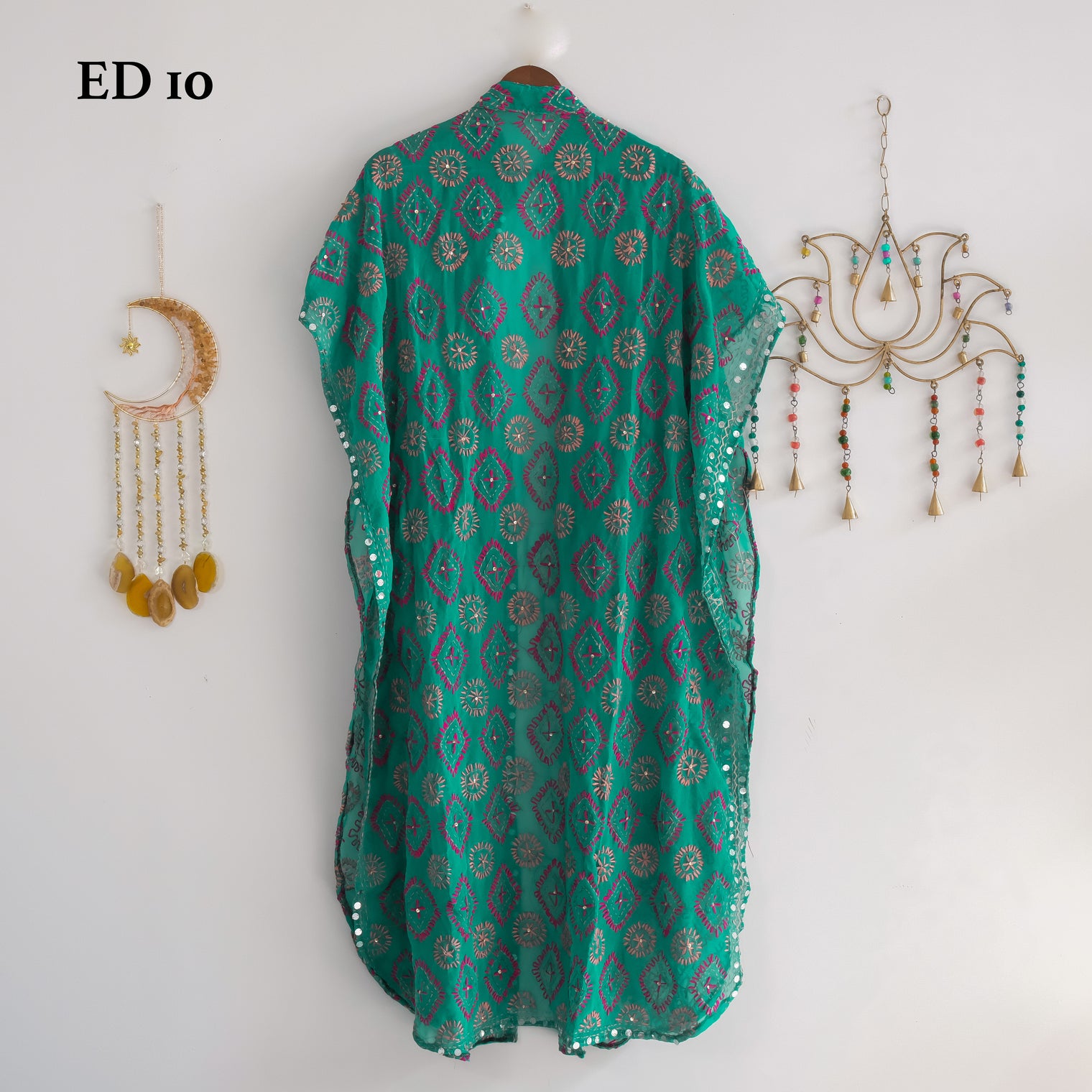 Embroidery Long Jacket with Pockets