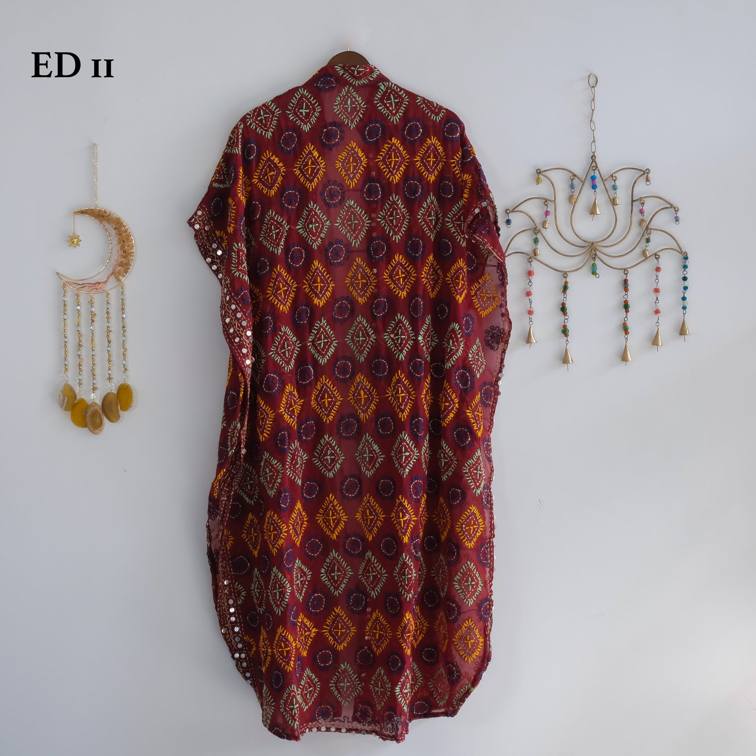 Embroidery Long Jacket with Pockets