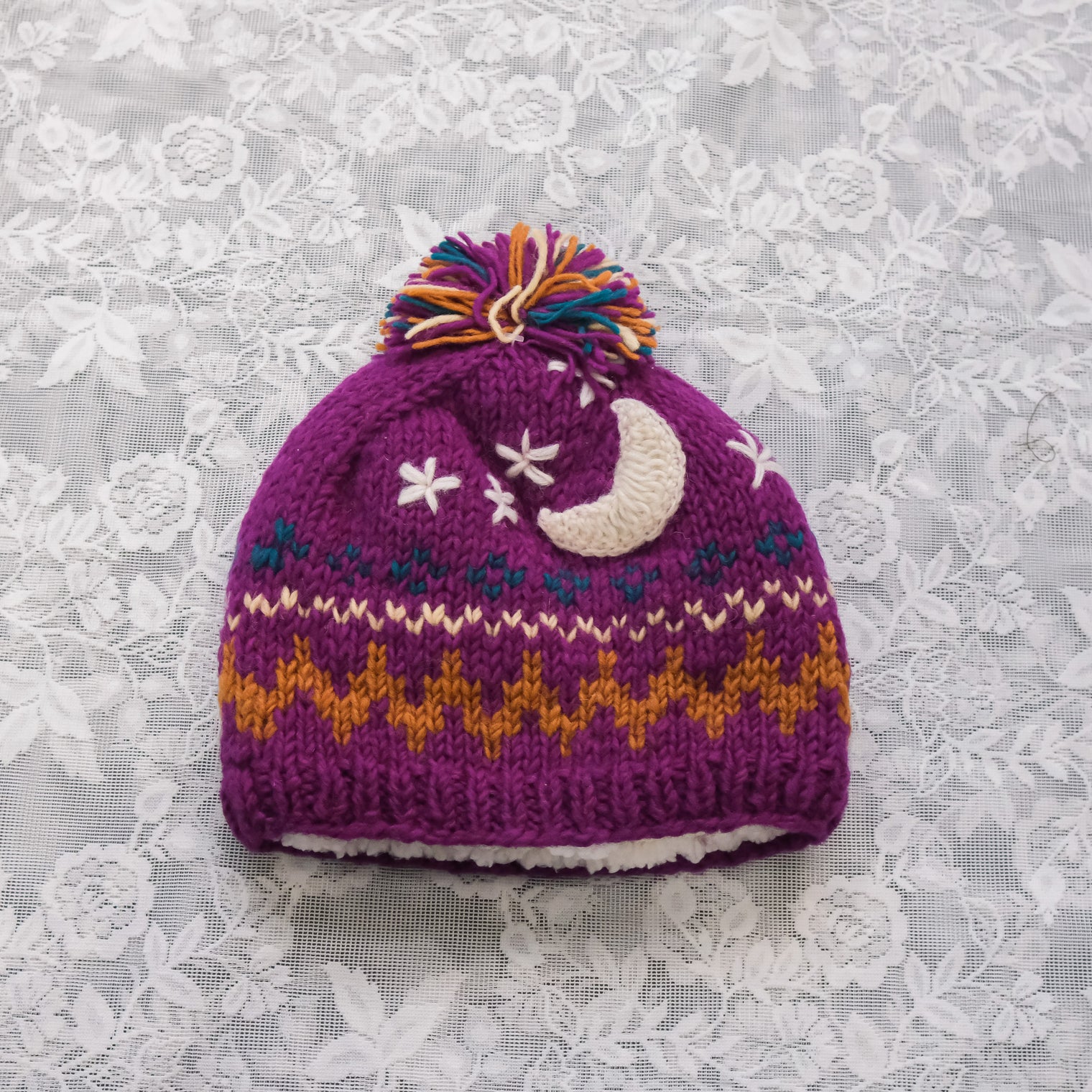 Hand Knitted Crescent Wool Hat