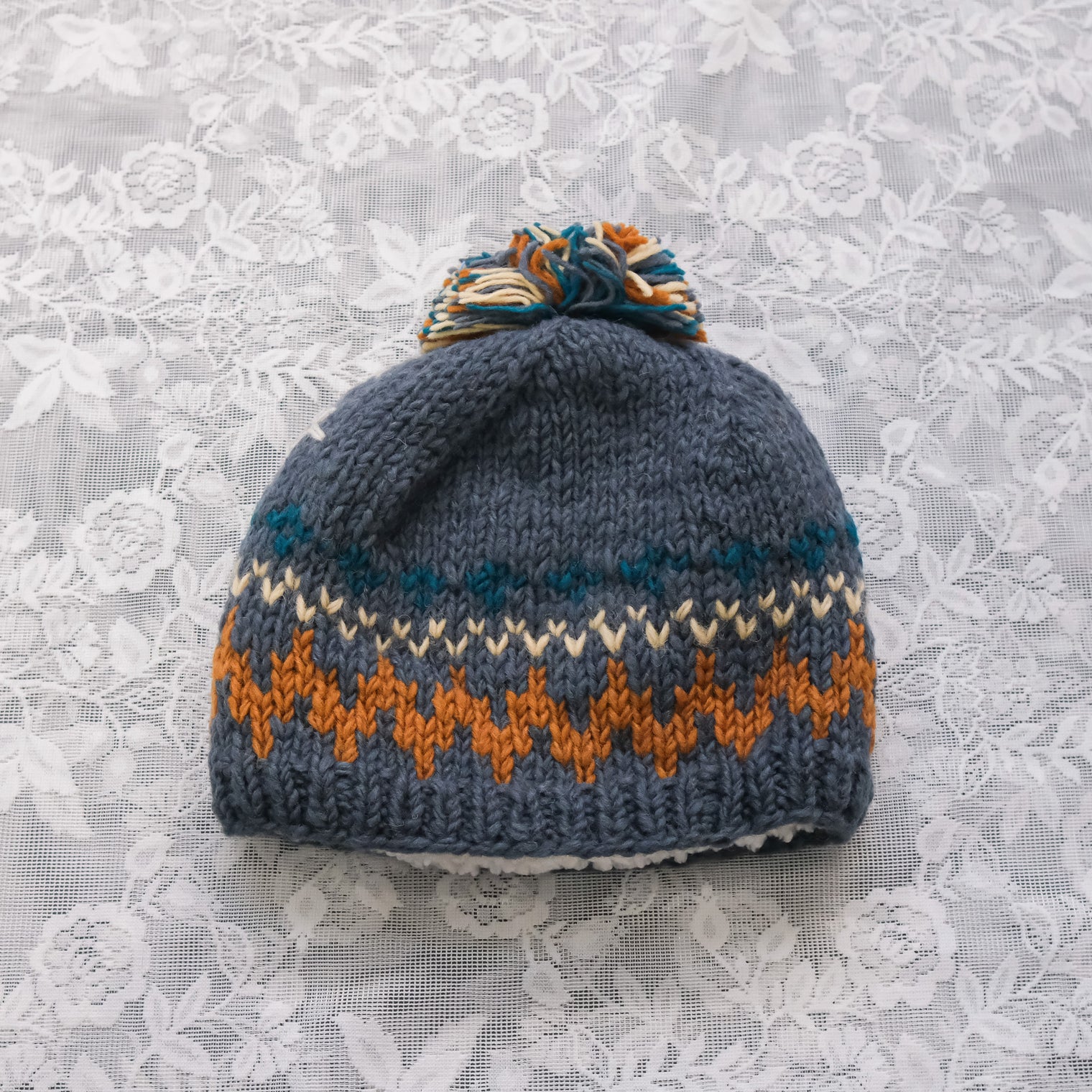 Hand Knitted Crescent Wool Hat