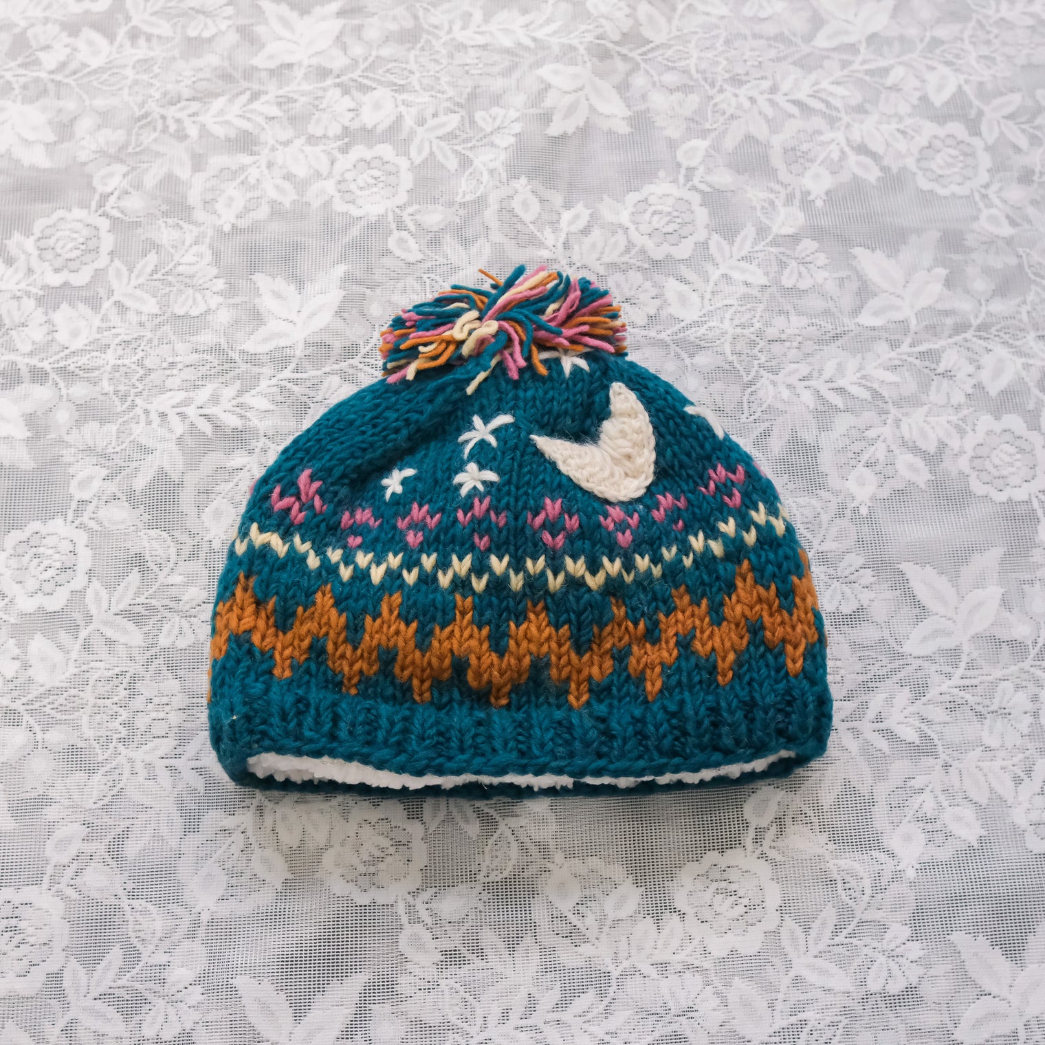 Hand Knitted Crescent Wool Hat