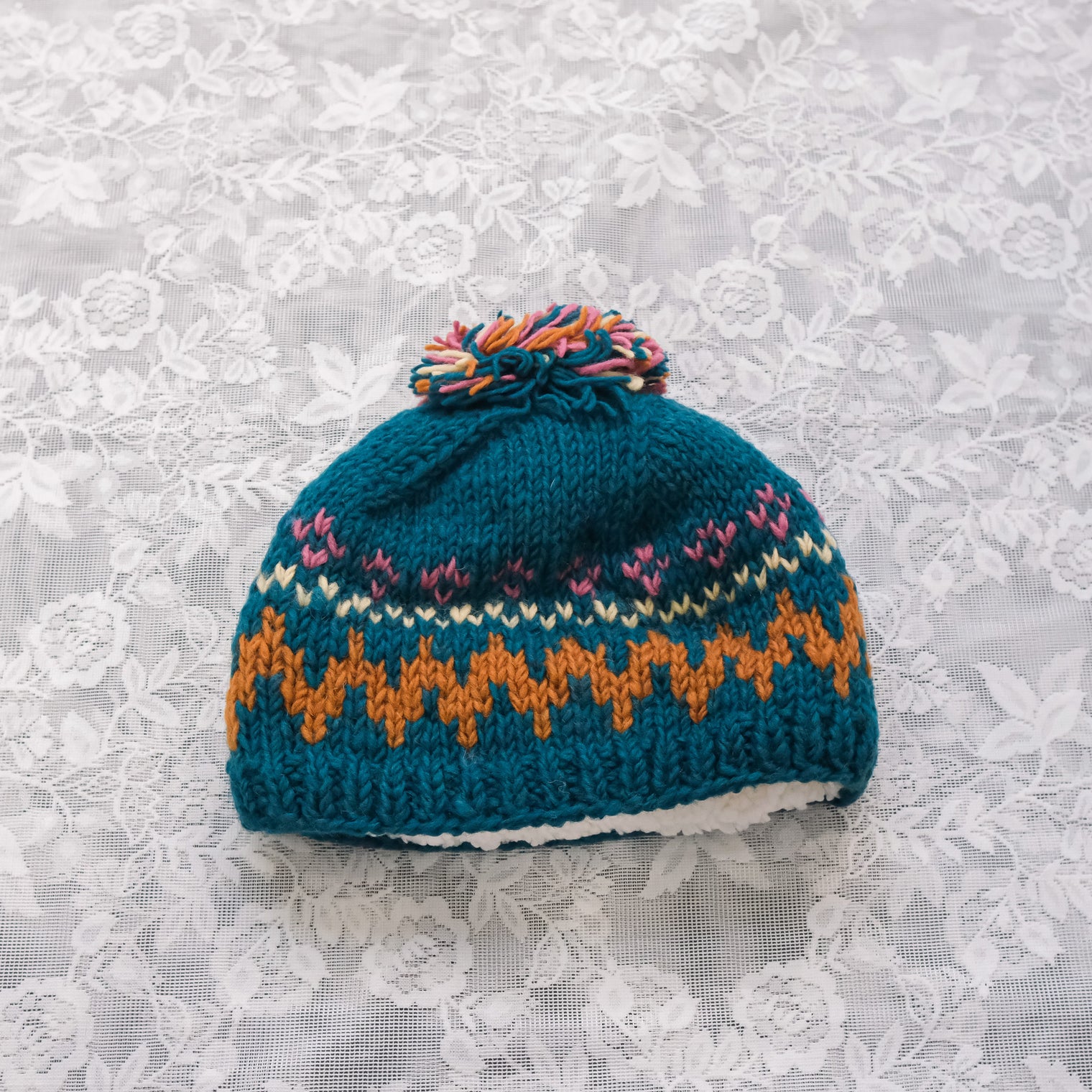 Hand Knitted Crescent Wool Hat