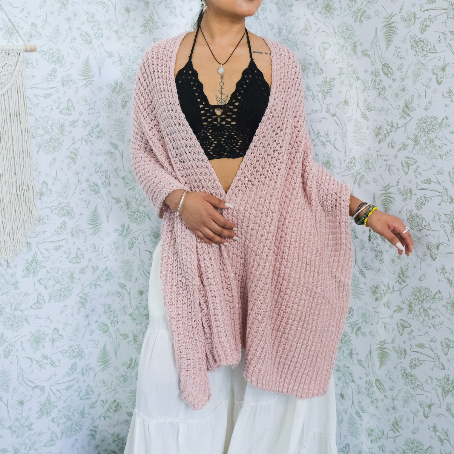 Hand Knitted Wool Blend Long Scarfs