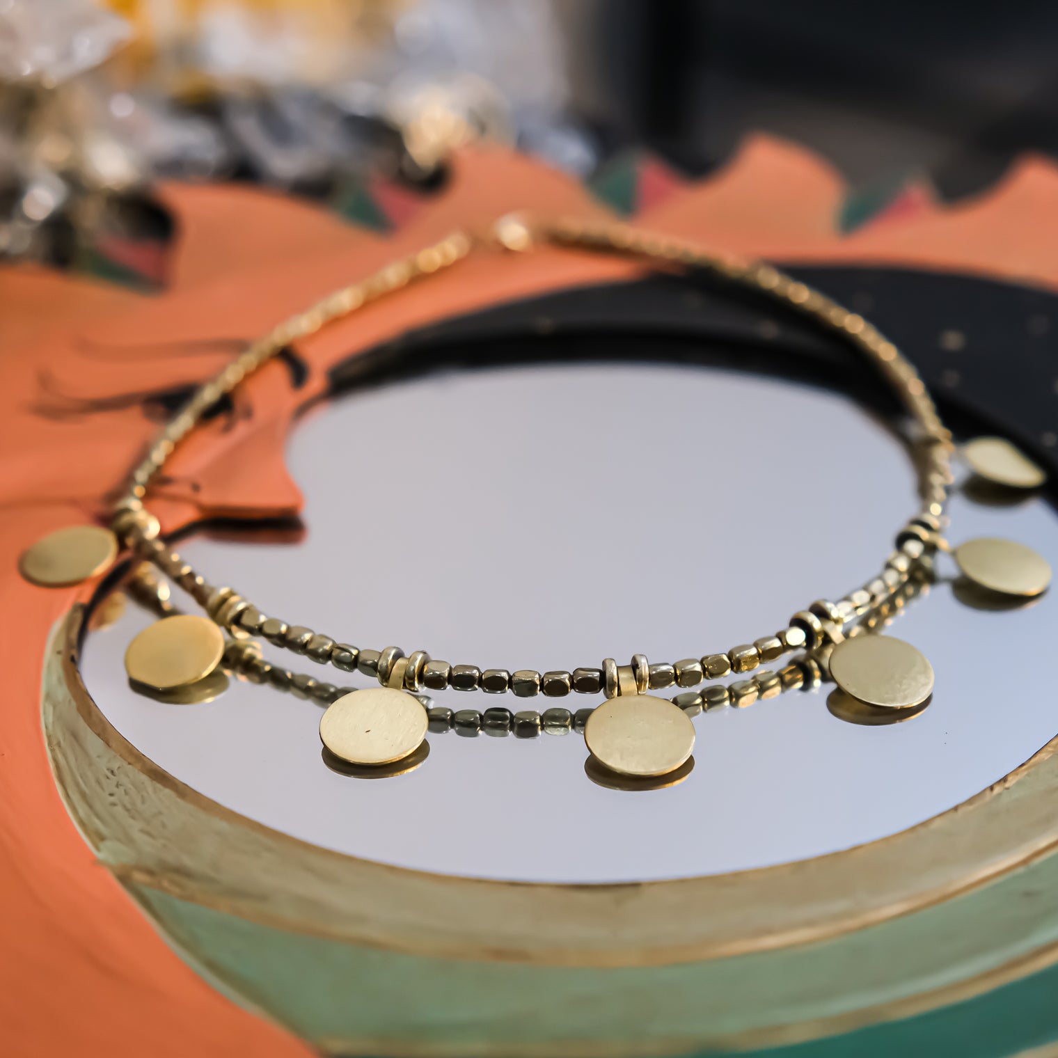 Gold Coin Disc Choker Necklace