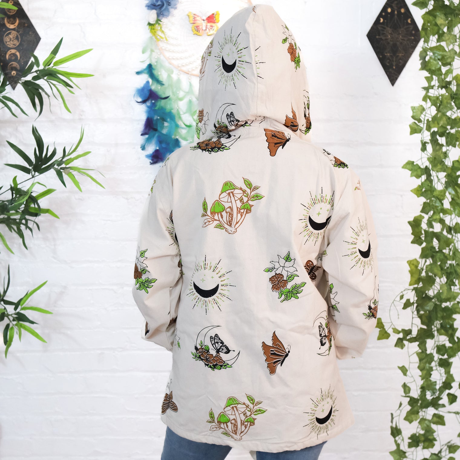 Whimsy Goth Oversized Zippered Jacket with Hoodie