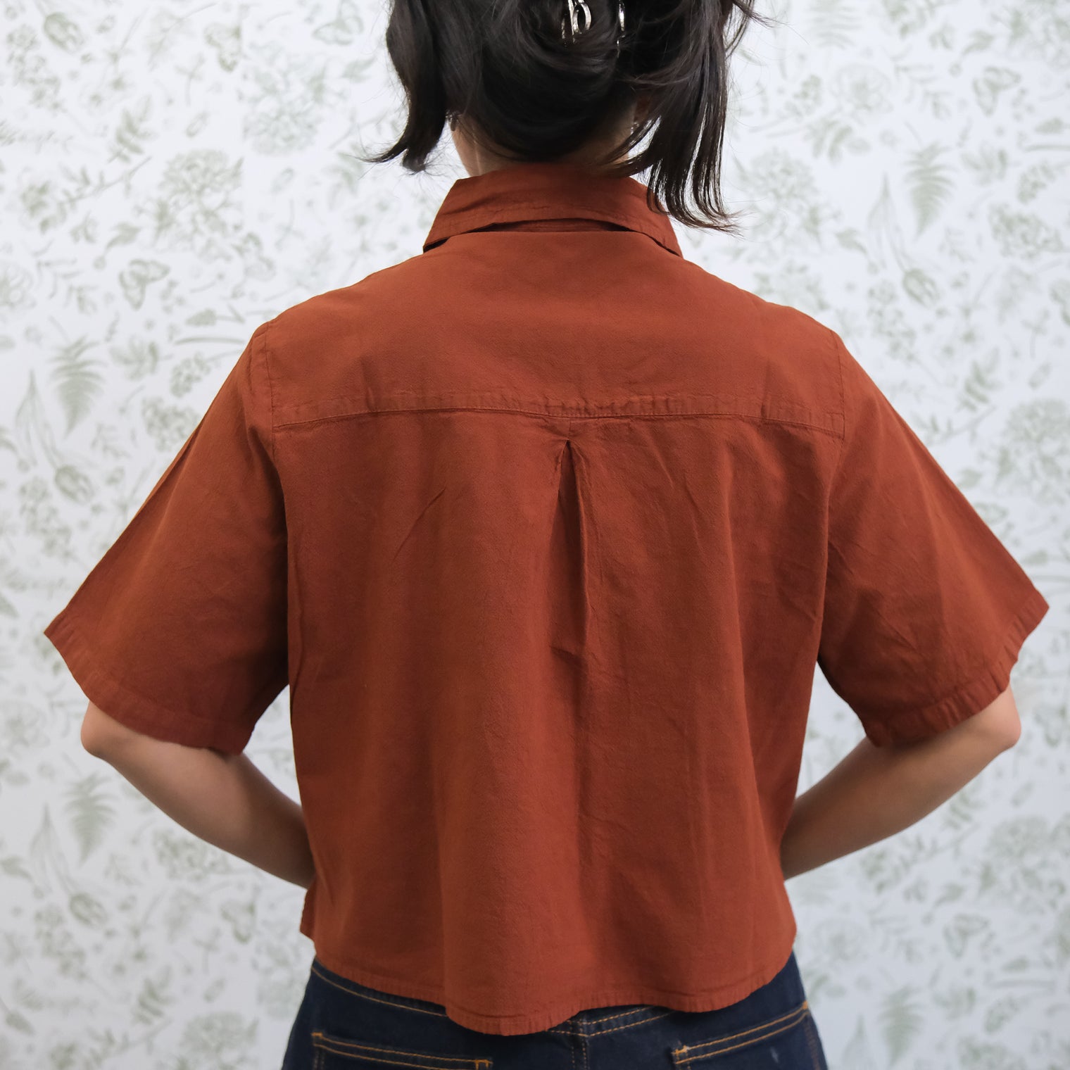 Women's Cotton Crop Button Down Shirt