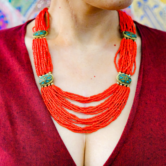 Long Beaded Bohemian Style Necklace