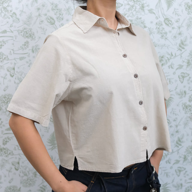 Women's Cotton Crop Button Down Shirt