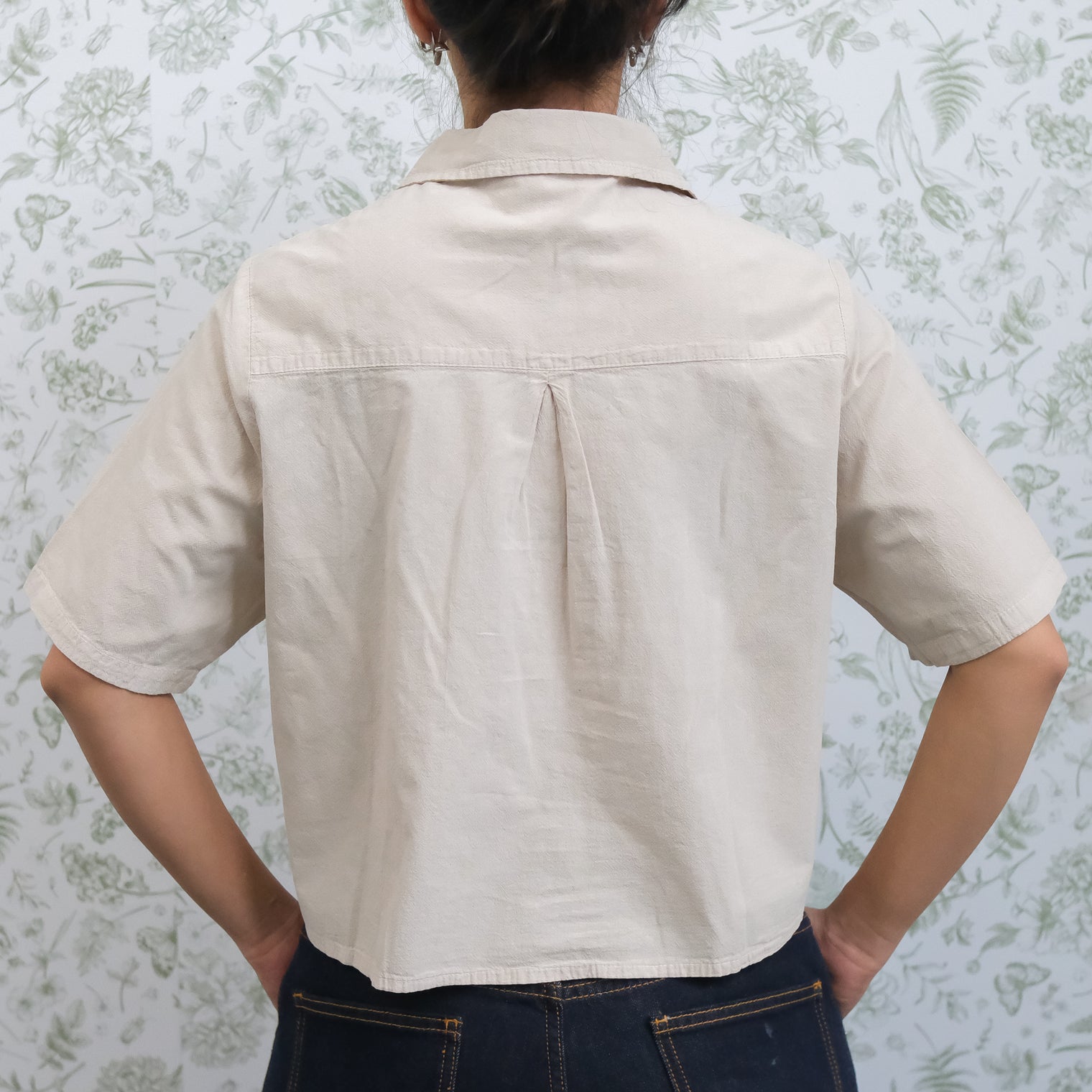 Women's Cotton Crop Button Down Shirt