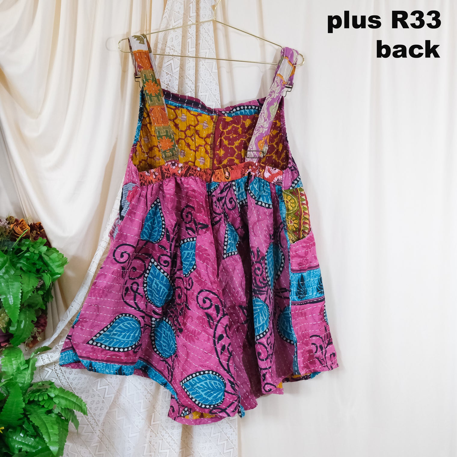 Kantha Bloom Plus Size Romper with Pockets