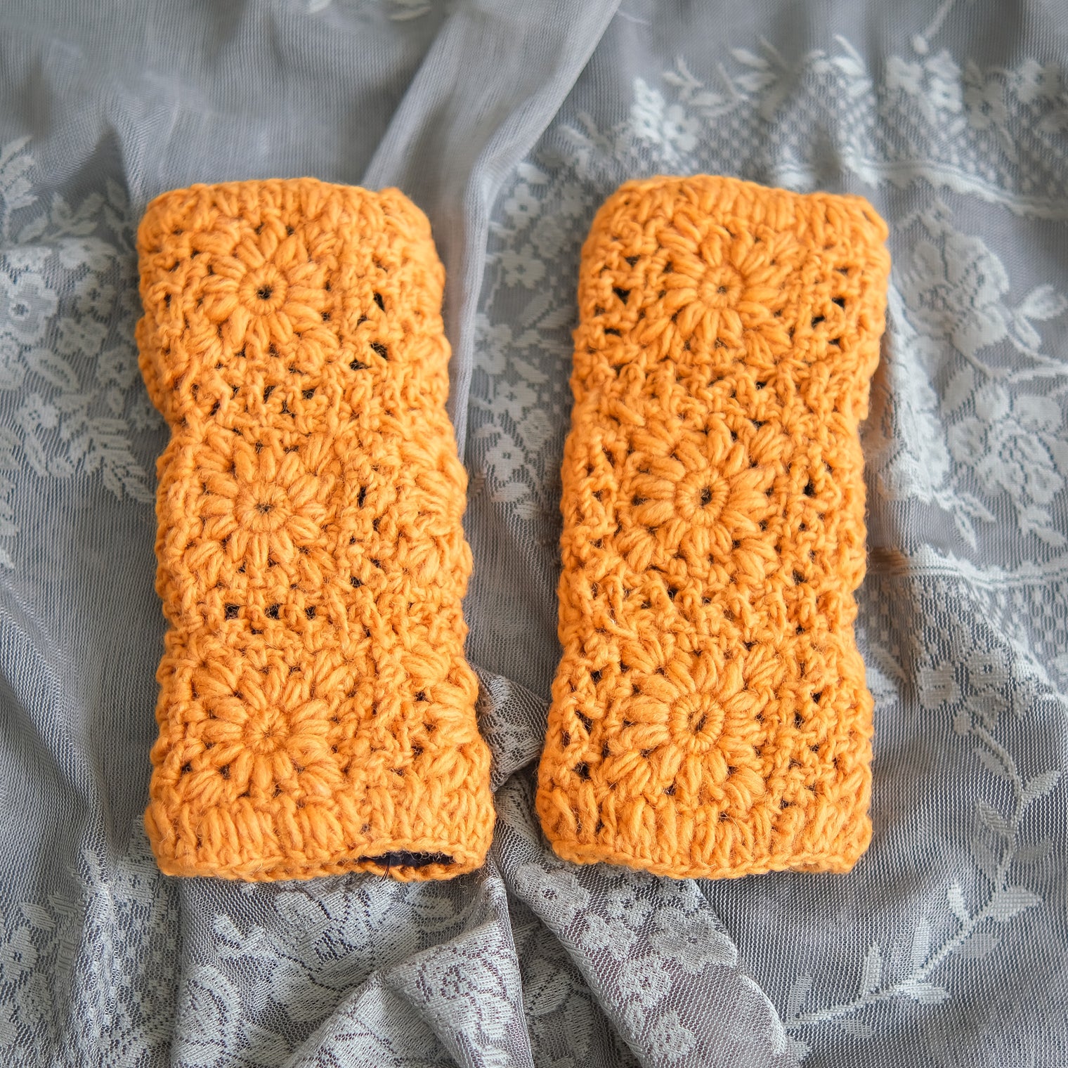Hand Crochet Fleece Lined Handwarmer