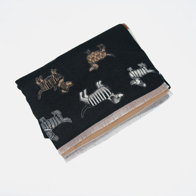 Reversible Whimsical Dog Print Oversized Scarf