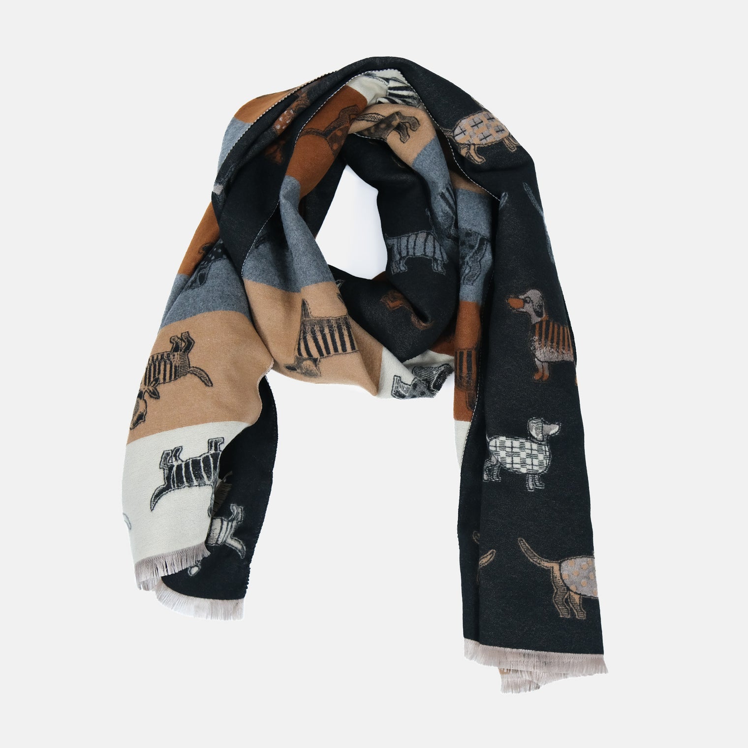 Reversible Whimsical Dog Print Oversized Scarf