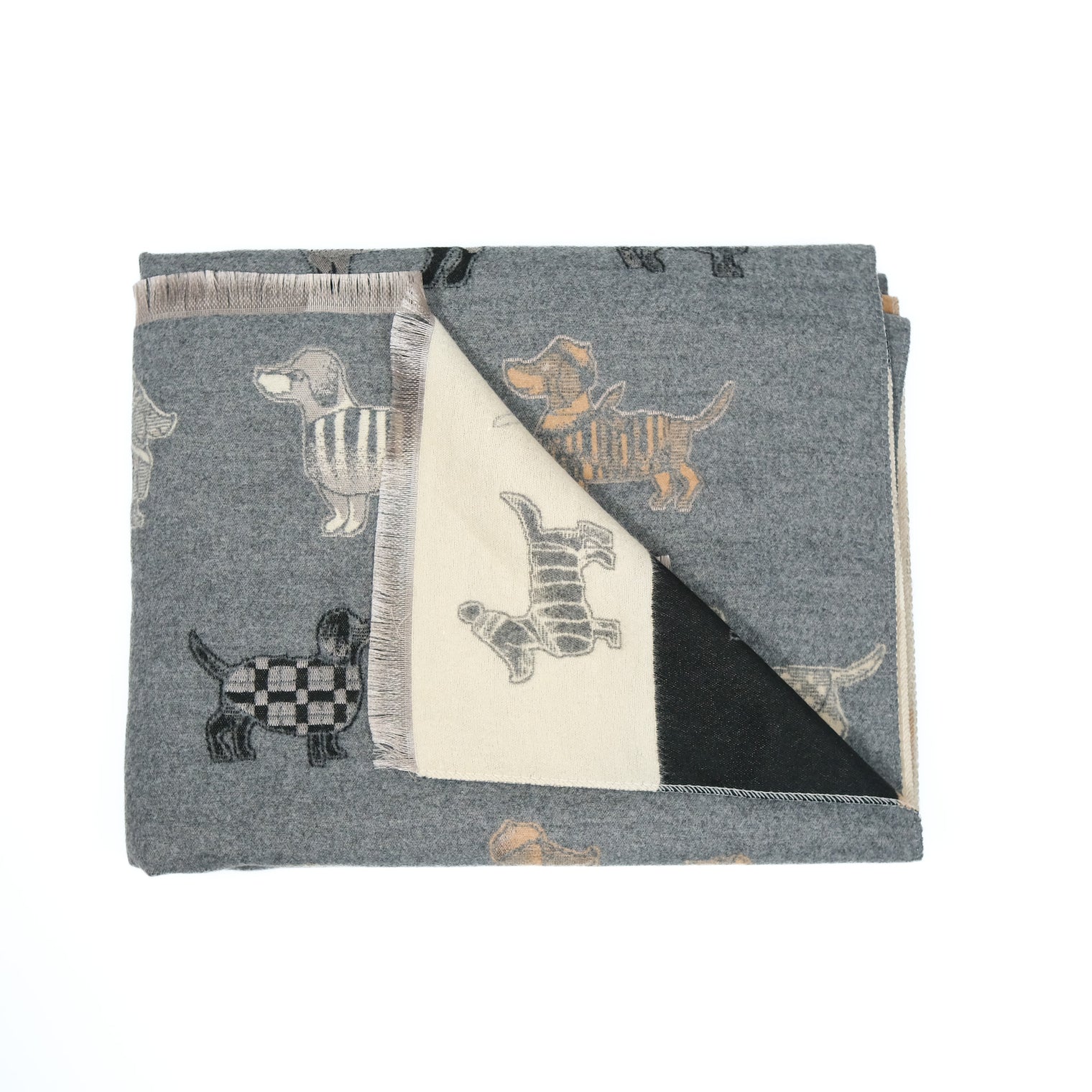 Reversible Whimsical Dog Print Oversized Scarf