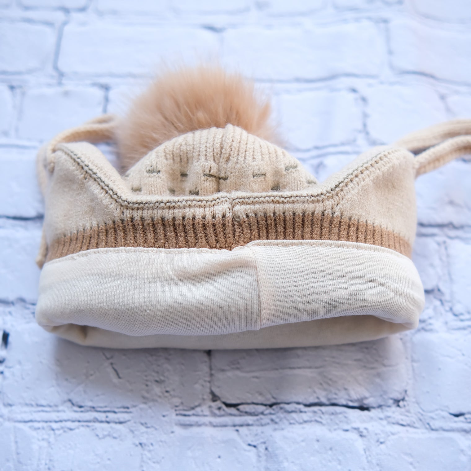 Kids Earflap Pom Pom Hat with Fleece Lining