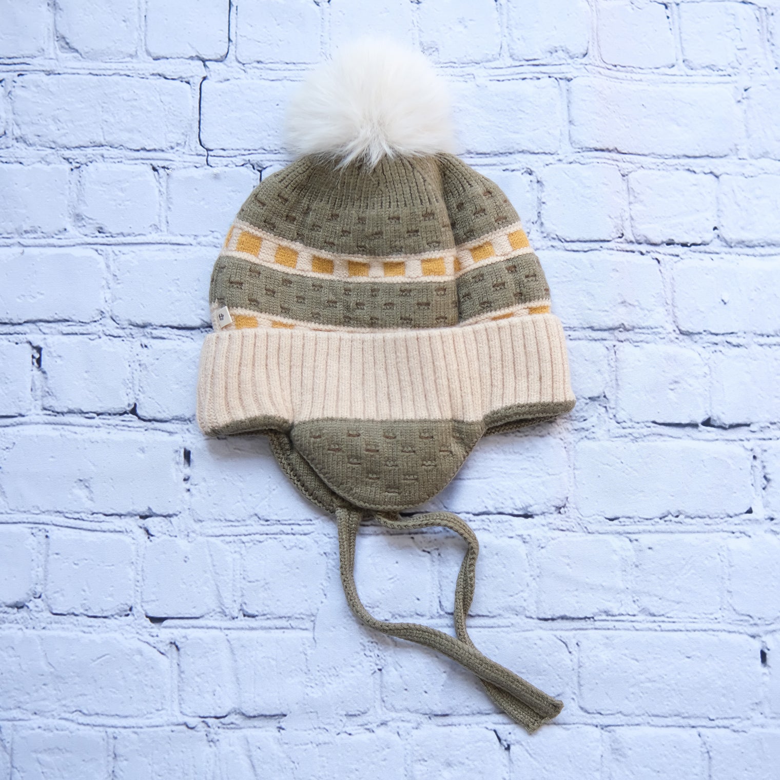 Kids Earflap Pom Pom Hat with Fleece Lining