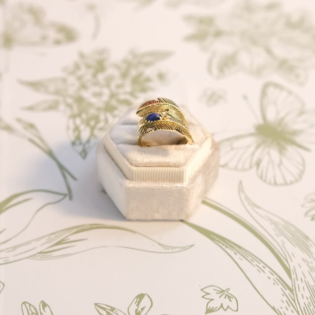 Golden Feather Adjustable Ring