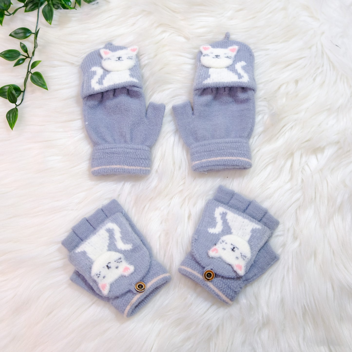 Toddler Winter Cat Design Convertible Gloves/Mitten