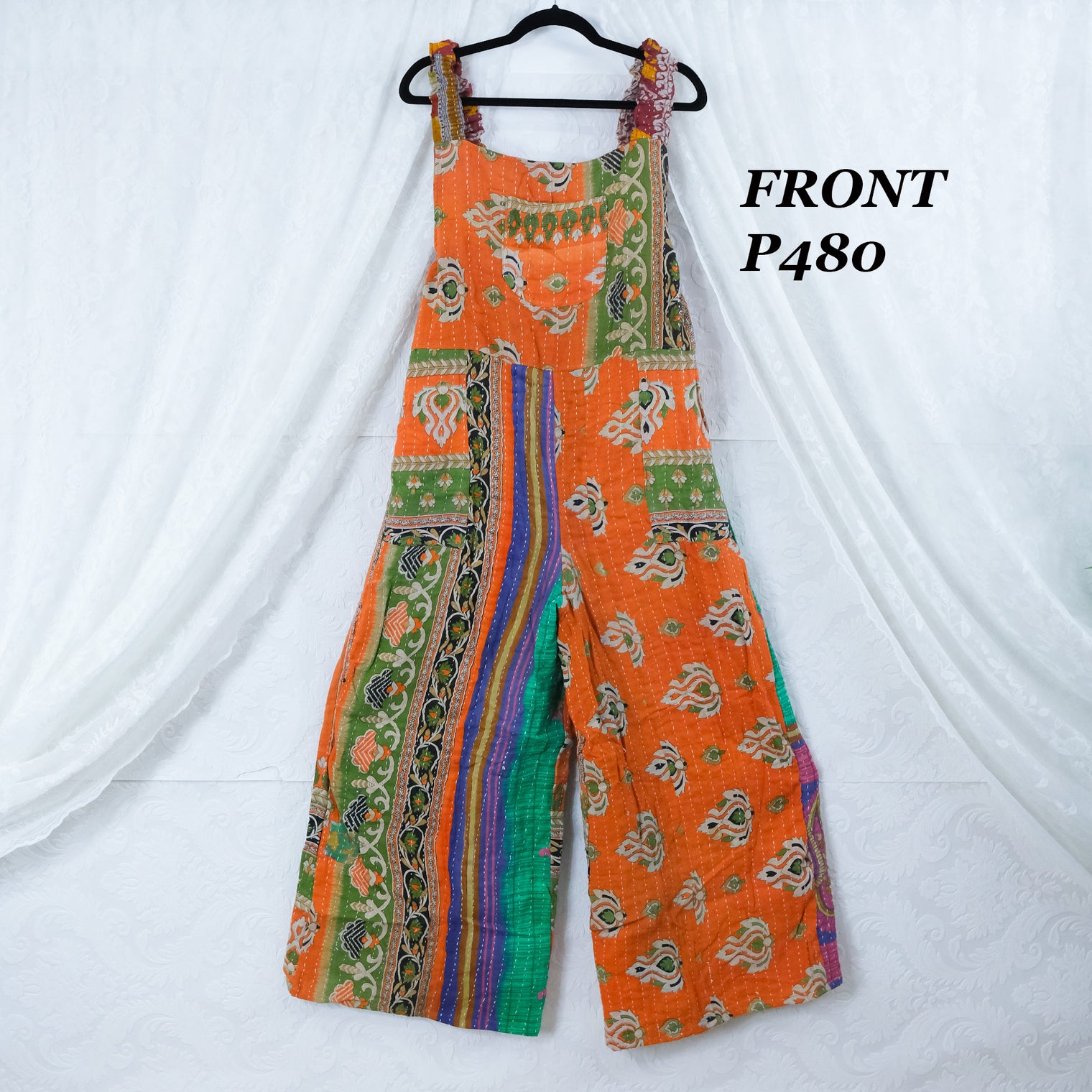 Kantha Plus Size Wide Leg Boho Jumpsuit