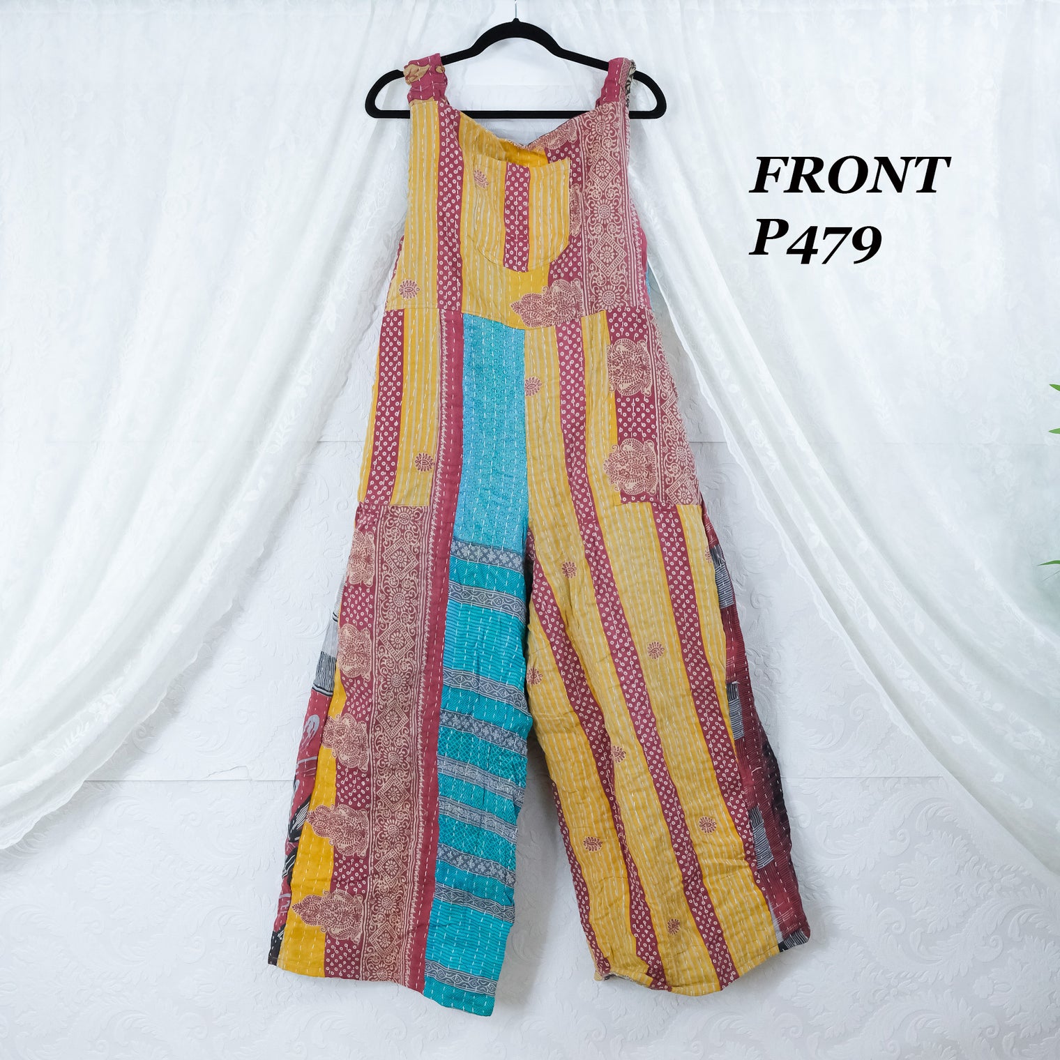 Kantha Plus Size Wide Leg Boho Jumpsuit