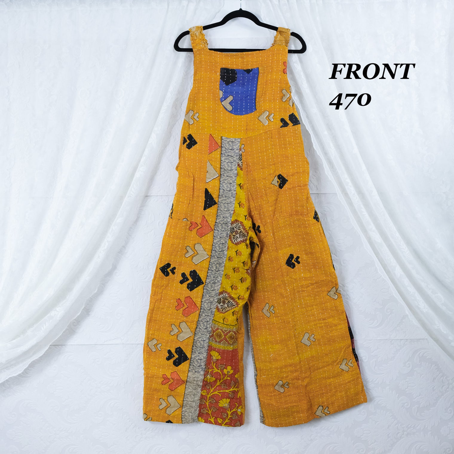 Kantha Wide Leg Boho Jumpsuit with Pockets