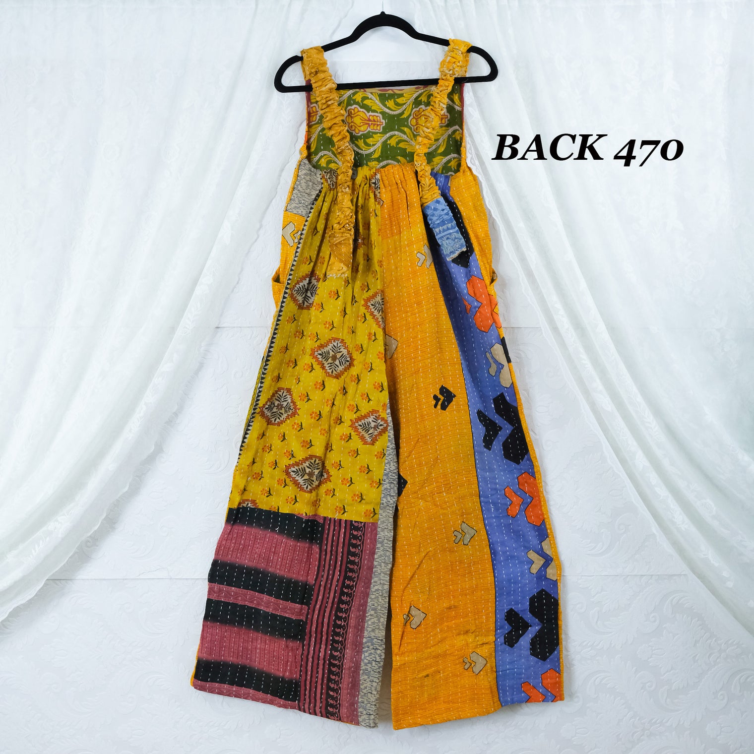 Kantha Wide Leg Boho Jumpsuit with Pockets