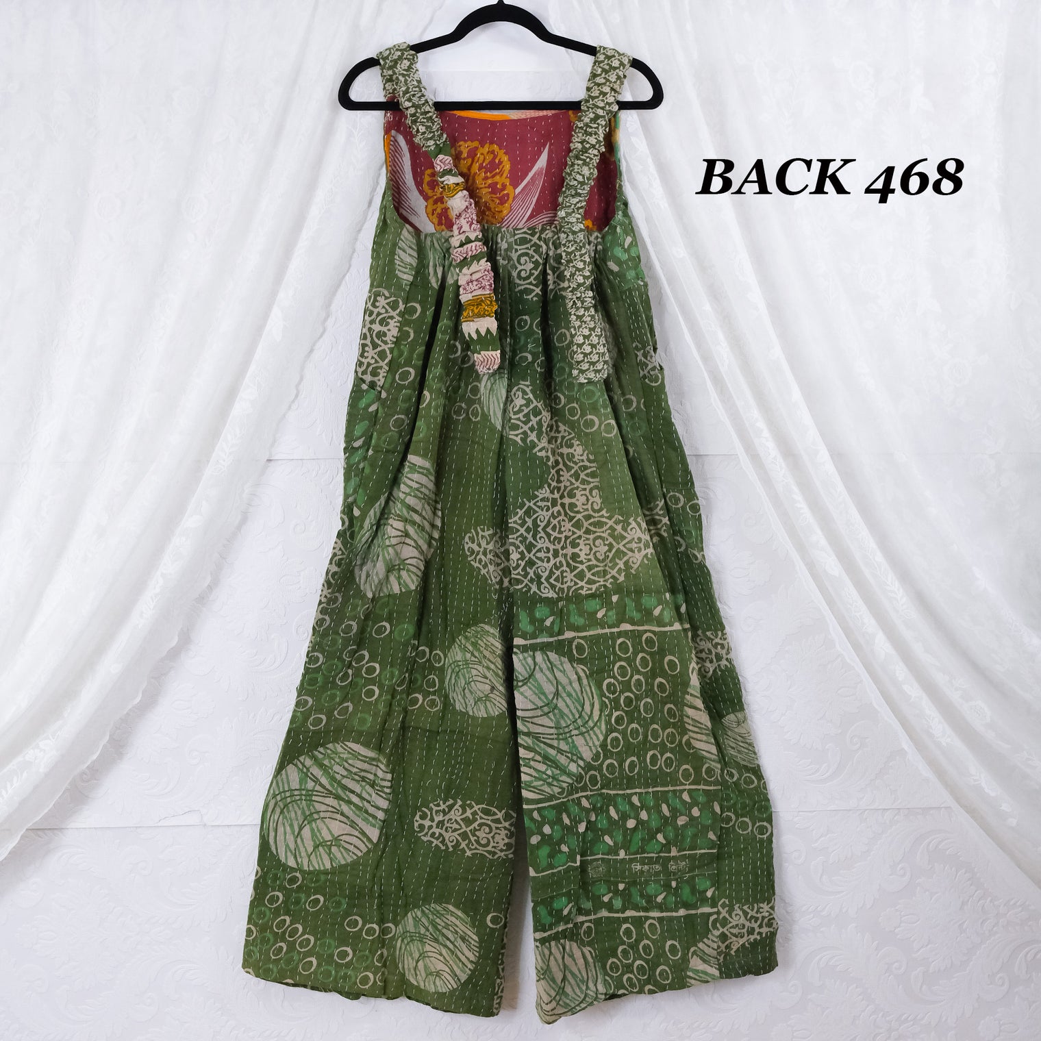 Kantha Wide Leg Boho Jumpsuit with Pockets