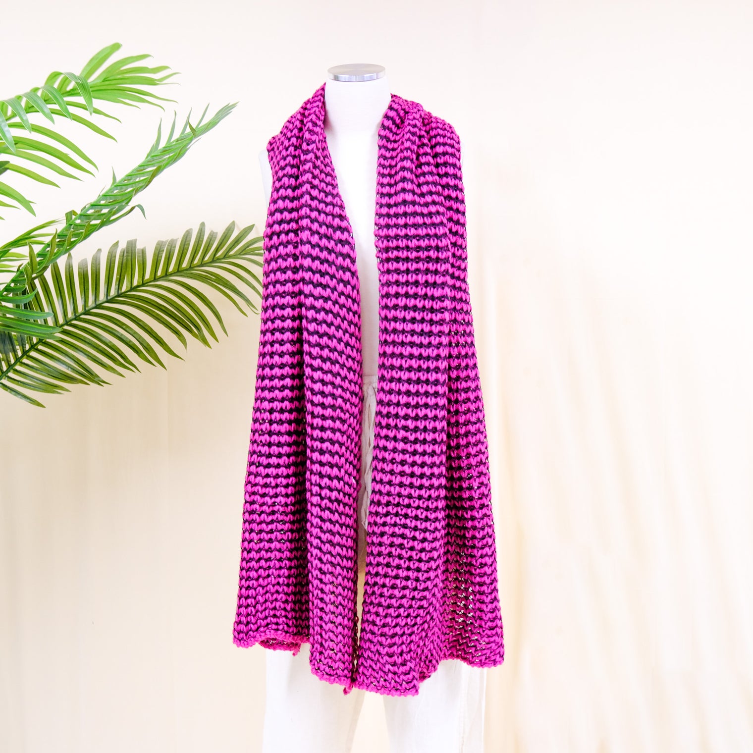 Hand Knitted Wool Blend Long Scarfs