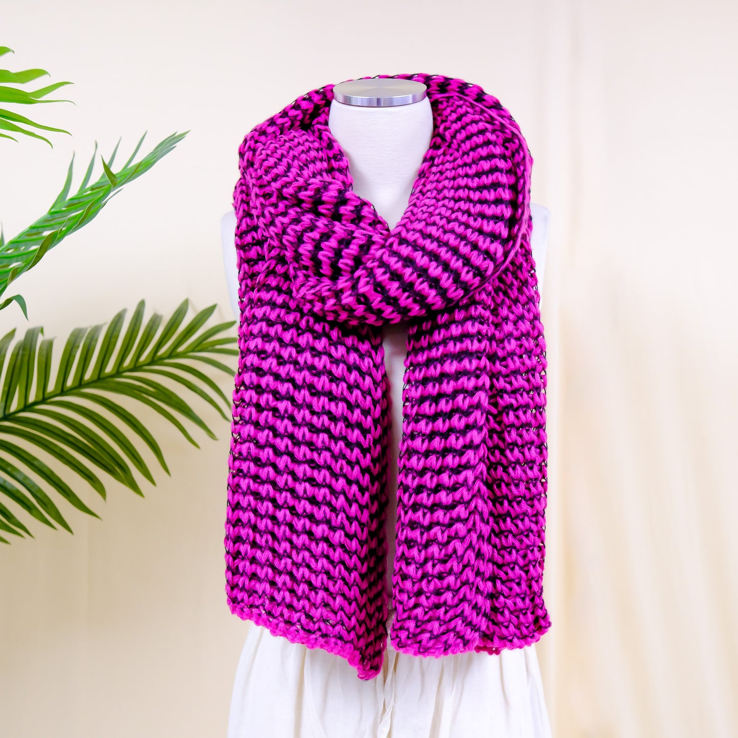 Hand Knitted Wool Blend Long Scarfs