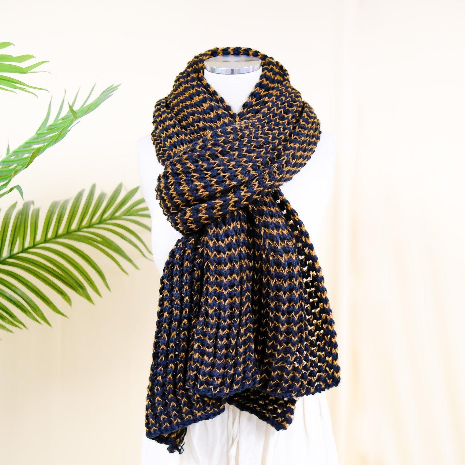 Hand Knitted Wool Blend Long Scarfs (Pack of 10)