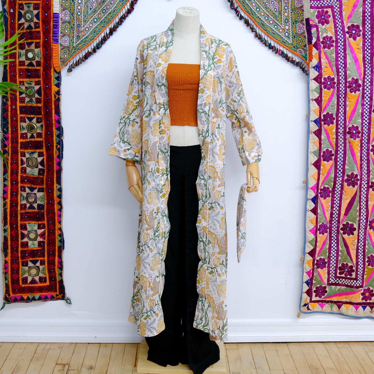 Block Print Cotton Kimono with Pockets