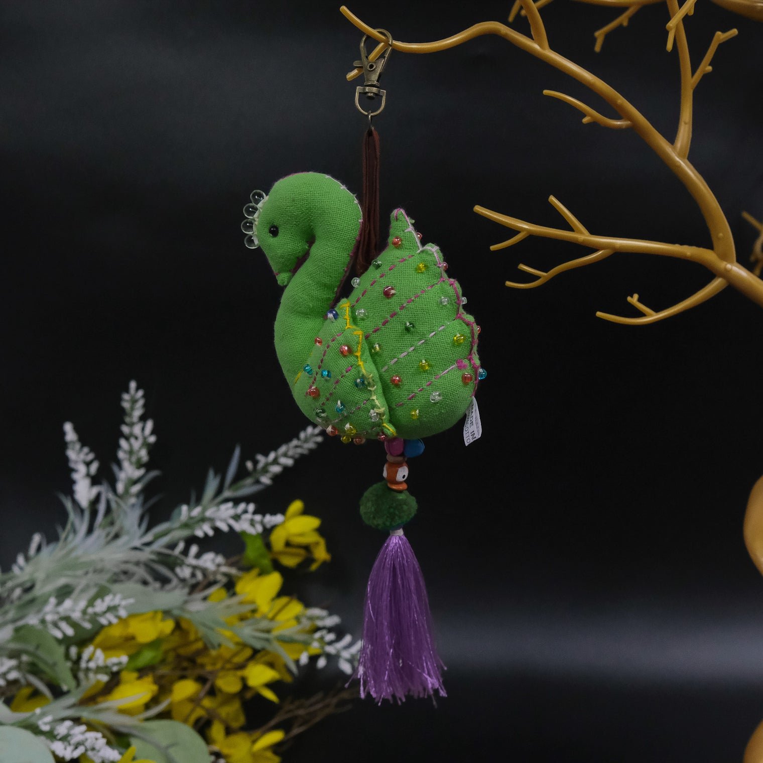 Beaded Swan Key Chain