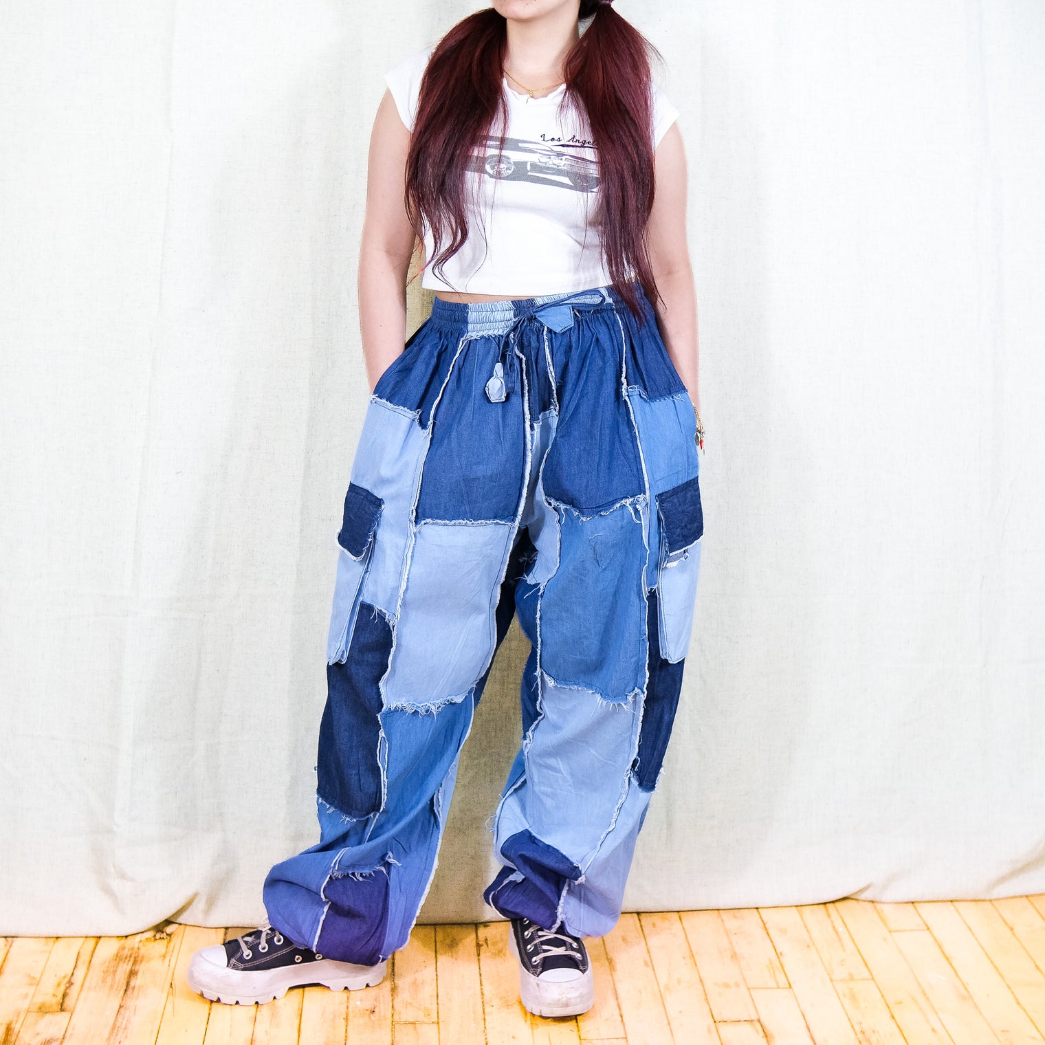 Patchwork Denim Cargo Baggy Pants