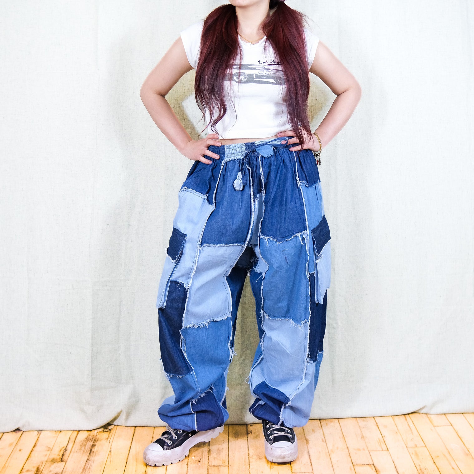 Patchwork Denim Cargo Baggy Pants
